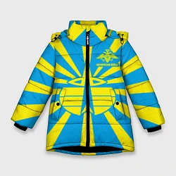Куртка зимняя для девочки Космические войска, цвет: 3D-черный