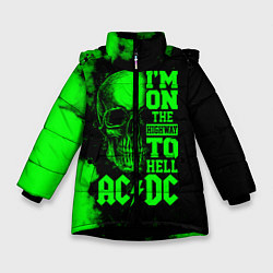 Куртка зимняя для девочки I'm on the highway to hell ACDC, цвет: 3D-черный