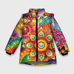 Куртка зимняя для девочки Психоделия Яркая, цвет: 3D-светло-серый