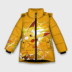 Куртка зимняя для девочки PikaPika, цвет: 3D-черный