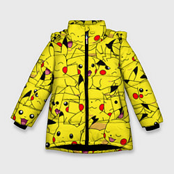 Куртка зимняя для девочки ПИКАЧУ, цвет: 3D-черный