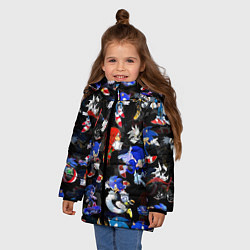 Куртка зимняя для девочки Sonic паттерн, цвет: 3D-светло-серый — фото 2