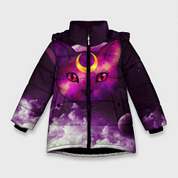 Куртка зимняя для девочки КОСМОС КИСЫ, цвет: 3D-черный