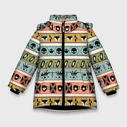 Куртка зимняя для девочки Pattern 1, цвет: 3D-черный