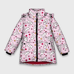 Куртка зимняя для девочки Зайчики, цвет: 3D-красный