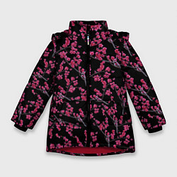 Куртка зимняя для девочки Ветка сакура, цвет: 3D-красный