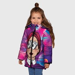 Куртка зимняя для девочки Glitch Психоделика, цвет: 3D-черный — фото 2
