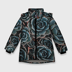 Куртка зимняя для девочки Цветы Розы, цвет: 3D-светло-серый