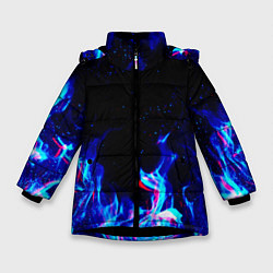 Куртка зимняя для девочки СИНИЙ ОГОНЬ ГЛИТЧ, цвет: 3D-черный