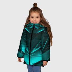 Куртка зимняя для девочки NEON GEOMETRY STRIPES, цвет: 3D-черный — фото 2