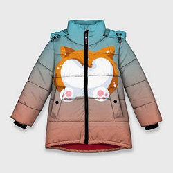 Куртка зимняя для девочки Милый корги, цвет: 3D-красный