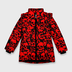 Куртка зимняя для девочки ЧЕРЕПА, цвет: 3D-черный