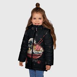 Куртка зимняя для девочки Сакура и рамен, цвет: 3D-светло-серый — фото 2