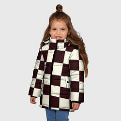 Куртка зимняя для девочки Шахматка, цвет: 3D-черный — фото 2