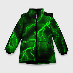 Куртка зимняя для девочки МОЛНИЯ GREEN NEON, цвет: 3D-черный