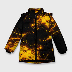 Куртка зимняя для девочки БРЫЗГИ КРАСКИ NEON, цвет: 3D-черный