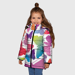 Куртка зимняя для девочки Разноцветные бабочки, цвет: 3D-черный — фото 2