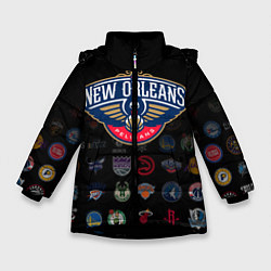 Куртка зимняя для девочки New Orleans Pelicans 1, цвет: 3D-черный
