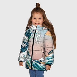 Куртка зимняя для девочки Большая волна в канагаве, цвет: 3D-светло-серый — фото 2