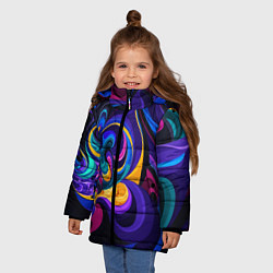 Куртка зимняя для девочки ABSTRACT COLOR, цвет: 3D-черный — фото 2