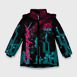 Куртка зимняя для девочки CYBERPUNK, цвет: 3D-черный