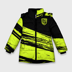 Куртка зимняя для девочки Porsche, цвет: 3D-черный