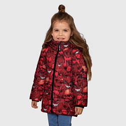 Куртка зимняя для девочки Красный череп, цвет: 3D-черный — фото 2