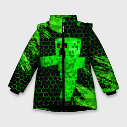 Куртка зимняя для девочки MINECRAFT CREEPER, цвет: 3D-черный