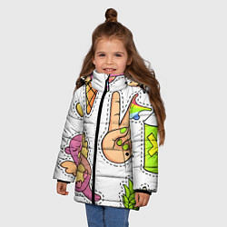 Куртка зимняя для девочки Emoji, цвет: 3D-черный — фото 2