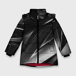 Куртка зимняя для девочки GEOMETRY STRIPES BLACK & WHITE, цвет: 3D-красный