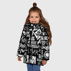 Куртка зимняя для девочки ЛОГОТИПЫ РОК ГРУПП, цвет: 3D-черный — фото 2