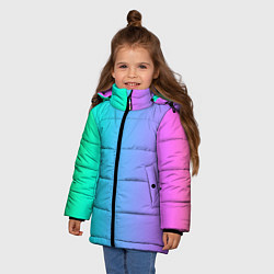 Куртка зимняя для девочки РАЗНОЦВЕТНЫЙ ГРАДИЕНТ, цвет: 3D-черный — фото 2