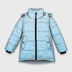 Куртка зимняя для девочки Очень светлые голубые облака, цвет: 3D-светло-серый