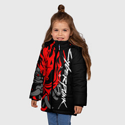 Куртка зимняя для девочки CYBERPUNK 2077 SAMURAI, цвет: 3D-черный — фото 2