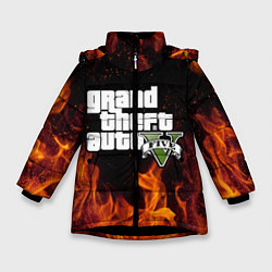 Куртка зимняя для девочки GTA 5, цвет: 3D-черный