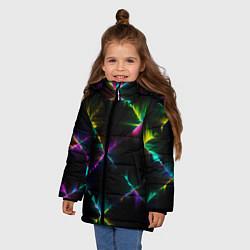 Куртка зимняя для девочки НЕОНОВАЯ ТЕКСТУРА, цвет: 3D-черный — фото 2