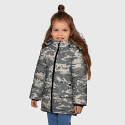 Куртка зимняя для девочки Цифровой камуфляж, цвет: 3D-светло-серый — фото 2