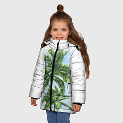 Куртка зимняя для девочки Пальмы над головой, цвет: 3D-черный — фото 2