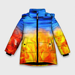 Куртка зимняя для девочки ЛЕД И ПЛАМЯ, цвет: 3D-черный