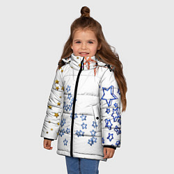 Куртка зимняя для девочки Звёзды, цвет: 3D-черный — фото 2