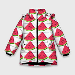 Куртка зимняя для девочки Арбузы, цвет: 3D-черный