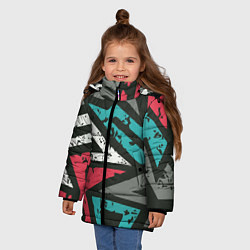 Куртка зимняя для девочки Geometric Abstraction, цвет: 3D-светло-серый — фото 2