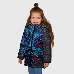 Куртка зимняя для девочки Синяя абстракция, цвет: 3D-черный — фото 2