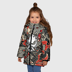 Куртка зимняя для девочки CYBERPUNK2077 SAMURAI, цвет: 3D-светло-серый — фото 2