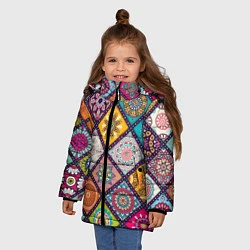 Куртка зимняя для девочки Узоры мандалы, цвет: 3D-красный — фото 2