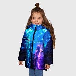 Куртка зимняя для девочки Внеземная пара луна ночь, цвет: 3D-черный — фото 2