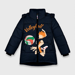 Куртка зимняя для девочки Волейбол, цвет: 3D-черный