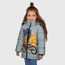Куртка зимняя для девочки Космический велосипедист Z, цвет: 3D-черный — фото 2