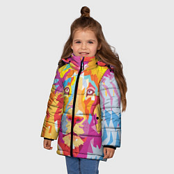 Куртка зимняя для девочки Акварельный лев, цвет: 3D-черный — фото 2