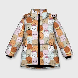 Куртка зимняя для девочки МИШКИ, цвет: 3D-черный